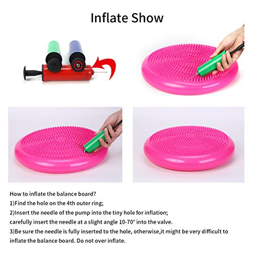 Wekin Core Balance Stability Disc, Air Stability Wobble Cushion Board,Kids Wiggle Seat,14”(35cm) Extra Thick with Pump for Improving Posture,Ankle Strength Training,Fitness, Yoga, Therapy and Workout