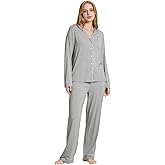 TOSMO Women Pajama Sets Viscose from Bamboo Long Sleeve Sleepwear Super-Soft Comfy Button Down Lounge Sleep Cooling Pjs