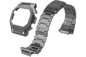 HJHYUL DW-5600 Mod Kit Stainless Steel Case Solid Metal Strap Bracelet for 5600 Series, 5610 Series, Watch Part Replacement