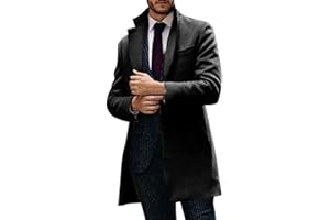Ymosrh Men's Trench Coat Oversized Notched Long Jacket Coat Single Breasted Lapel Winter Coat Double, XL-4XL