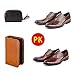 Shoe Shine Kit with PU Leather Sleek Elegant Case, 7-Piece Travel Shoe Shine Brush kit