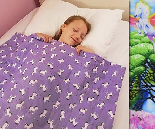 Calming Covers Weighted Blanket for teens and kids | Size Medium | 5 - 6 lb (pound) blanket | for boys, girls &amp; teens - helps with stress, anxiety, sensory needs, ADHD &amp; autism | Pink Unicorn
