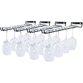 AMUFYSHH 4 Packs 12 Inch Wine Glass Racks Cup Wall Mounted Stemware Hanging Wine Glasses Holder Under Cabinet Wire Wine Decor