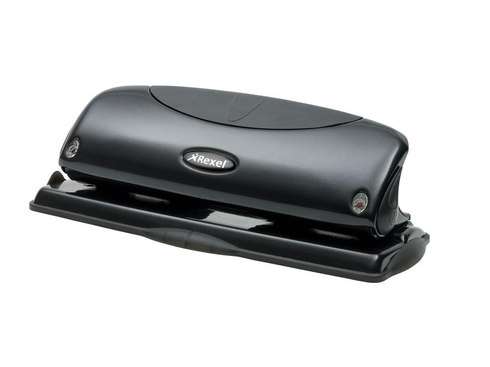 Rexel Precision 425 4 Hole Punch, 25 Sheet Capacity, Paper Alignment Indicator, Metal, Black, 2100755