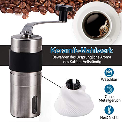 SZSMD HandKaffeemühle, Manuelle Kaffeemühle, Edelstahl Kaffeemühle mit Verstellbare Mühle, Tragbare Kaffee Mühle für… – Bild 5