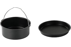 BWWNBY 2pcs/set Universal Air Fryer Accessory set Steel Pizza Pan Baking Cake Barrel For Gourmia