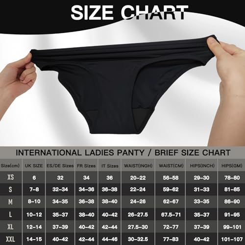 DONGTATA Menstrual Bikini Panties Waterproof Seamless Anti Leak Comfortable for Swimming Pool Beach Women and Teens - Black