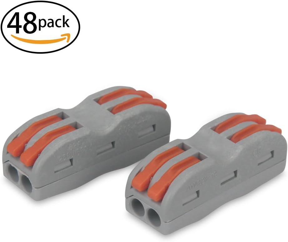 eMylo Quick Compact Wire Conductor Spring Wire Connector Screw Terminal Barrier Block 48 Packs