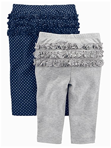 Simple Joys by Carter's Baby Girls 4-Pack Pant, Pink/Grey/Navy Ruffle, 0-3 Months