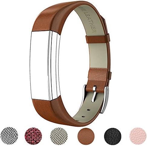 LyStar For Fitbit Alta HR and Alta Band With Metal Clasp, Premium Soft Genuine Leather Wristband Strap Replacement Watch Band for Fitbit Alta/Fitbit Alta HR 2017/Alta HR Smart Fitness Tracker(Brown)
