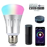 Smart Light Bulbs - Lampwin Multi Color Changing Wireless Dimmable Wifi LED Smart Bulb, Smartphone Control E27 LED Bulb Works with Alexa Amazon for iOS Android, App Voice Control, Home Automation