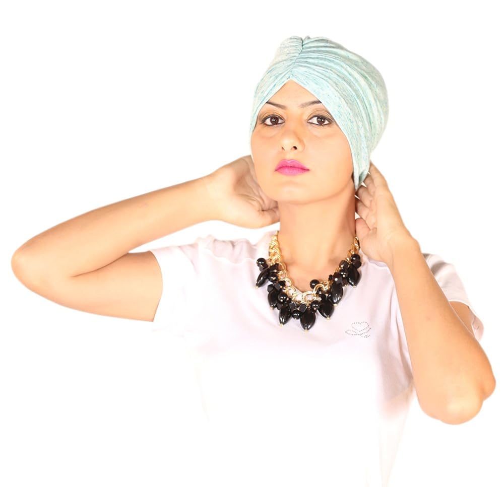 chemo slub green turban cap ( buy 1 get 1 sleep cap free )