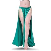 ROYAL SMEELA Belly Dance Skirt Tribal Two Side Slit Skirt Belly Dance Costume for Women Maxi Skirt Satin Dancing Skirts