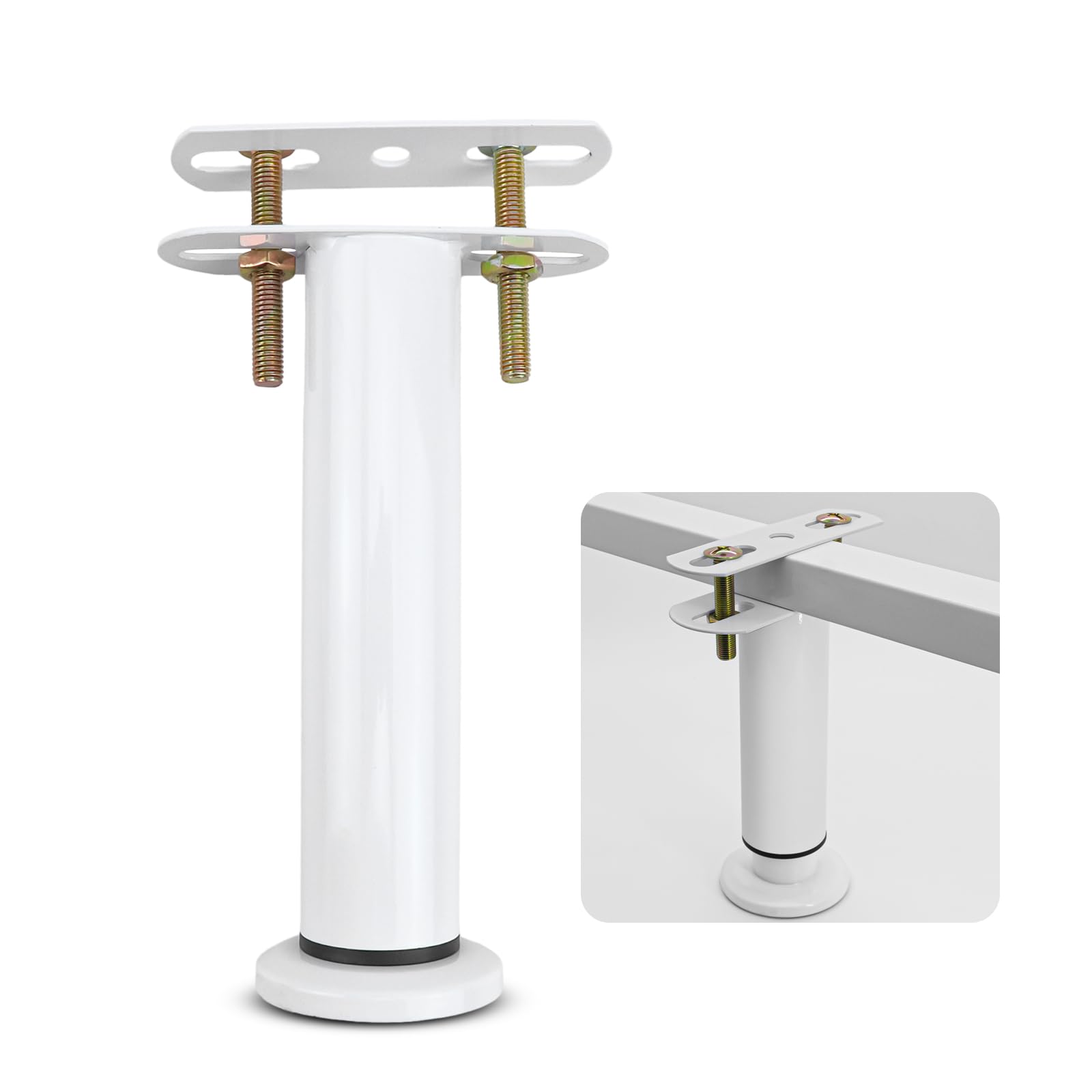 Bed Support Legs, Metal Adjustable Legs for Bed, Heavy Duty Bed Center Frame Middle Reinforce Circular Bottom Extendable Slat Support Leg for Cabinet Sofa Bed Frame Replacement Parts (White 1 Pcs) — image 1