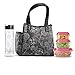 Fit & Fresh Insulated Lunch Bag Kit, includes Matching Bottle and Containers, Westerly Black & White Lace Floral