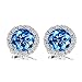 Birthstone Stud Earrings, Copper Plated Cubic Zirconia Earrings for Women Blue Topaz/December Herinos