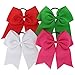 7.5in Larger Jumbo Goody Cheer Bows Hair Ties Cheerleading Pony Tail Holder Elastic Head Loop For Girls Uniform Infant Accessories 12 Color Set