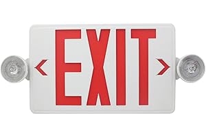 CM MZY LED Exit Sign with Emergency Lights,Exit Sign Light with Battery Backup, Red Letter Emergency Lights with Two Adjustable Heads,AC 120/277V, UL Certified,1 Pack