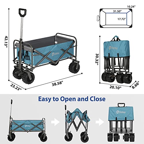 Sekey Collapsible Foldable Wagon with 220lbs Weight Capacity, Heavy