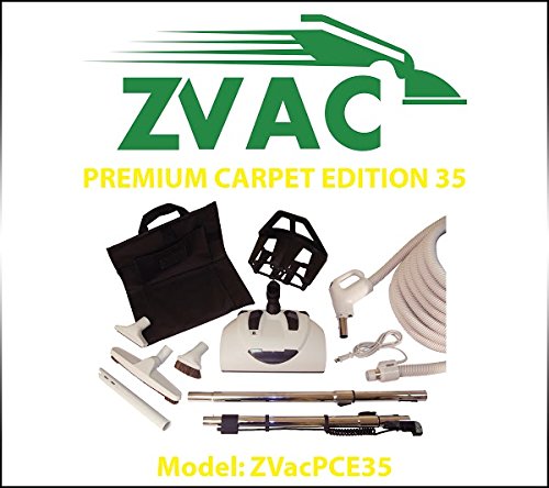 Zvac Premium Carpet Edition 35 - 35ft Hose Central Vacuum Cleaner Attachment kit for Homes with Carpets and Hardwood Floor. Model: ZVacPCE35