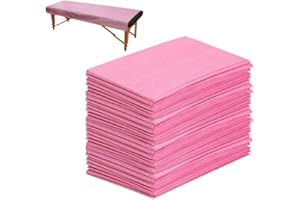 URALILI 50PCS Massage Table Sheets Disposable Non Woven SPA Bed Cover Breathable Polypropylene Fabric 31" x 70" Thin, Not Waterproof （Pink）