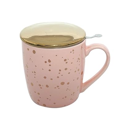 Buy Tasse De The Pastel Porcelain Tea And Coffee Mug With Infuser And Lid Pink And Gold 350 Ml Online At Low Prices In India Amazon In