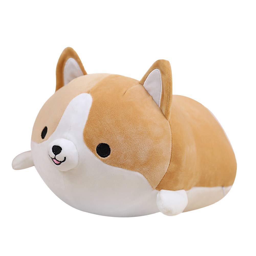 LICHENGTAI Cute Corgi Dog Plush Animal Plushies Toys, 35cm Shiba Inu Plush Animal Hugging Pillow Toddler Toy for Children Adults, Chubby Doggo Animal Soft Cushion Toy Birthday Gift, Brown
