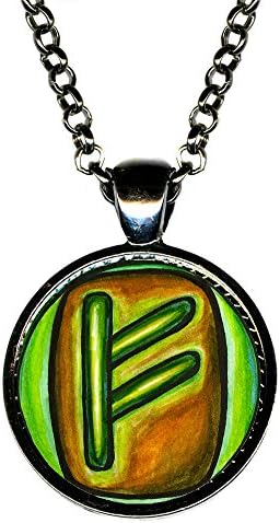 Rune Fehu for Wealth, Luck, Freedom Handmade Gunmetal Pendant