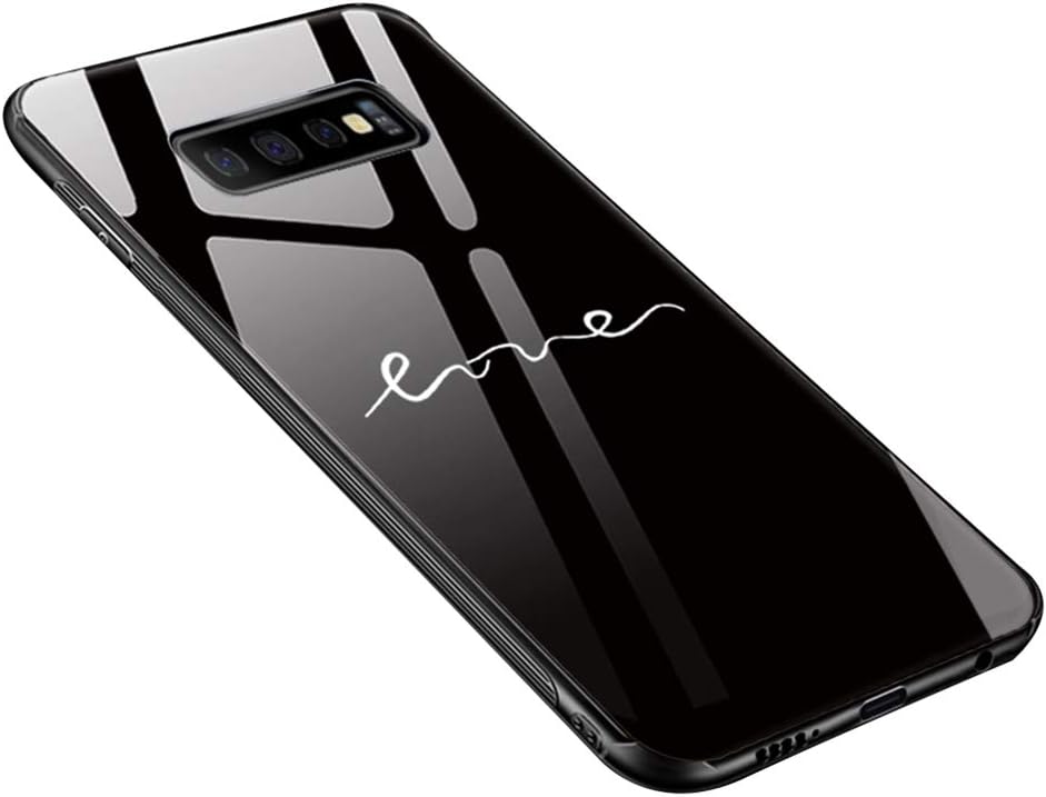 UMTITI Compatible Samsung Galaxy S10 Plus Case, Tempered Glass Slim Fit Back Cover wtih Anti-Fingerprint Soft TPU Pattern Painted Mirror Bumper Frame (Love)