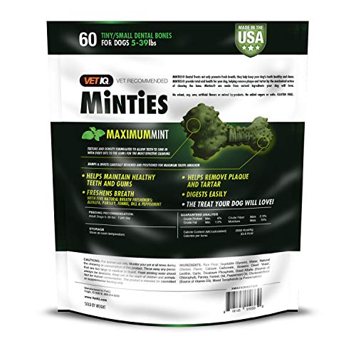 Vetiq Minties Dog Dental Bone Treats, Dental Treats for Dogs, Tiny / Small
