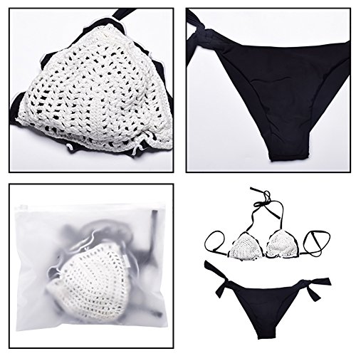 Women Bikini Lace Up Swimwear Knitted Bikini Sets Low Waist Two Piece Swimsuit Solid bottom Bathing Suit