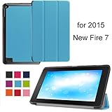 Fire 7 2015 Case - NEWSTYLE Ultra Slim Shell Lightweight Tri-fold Stand Cover for Amazon Fire 7 Inch Tablet(5th Generation 2015 release ONLY), Light Blue
