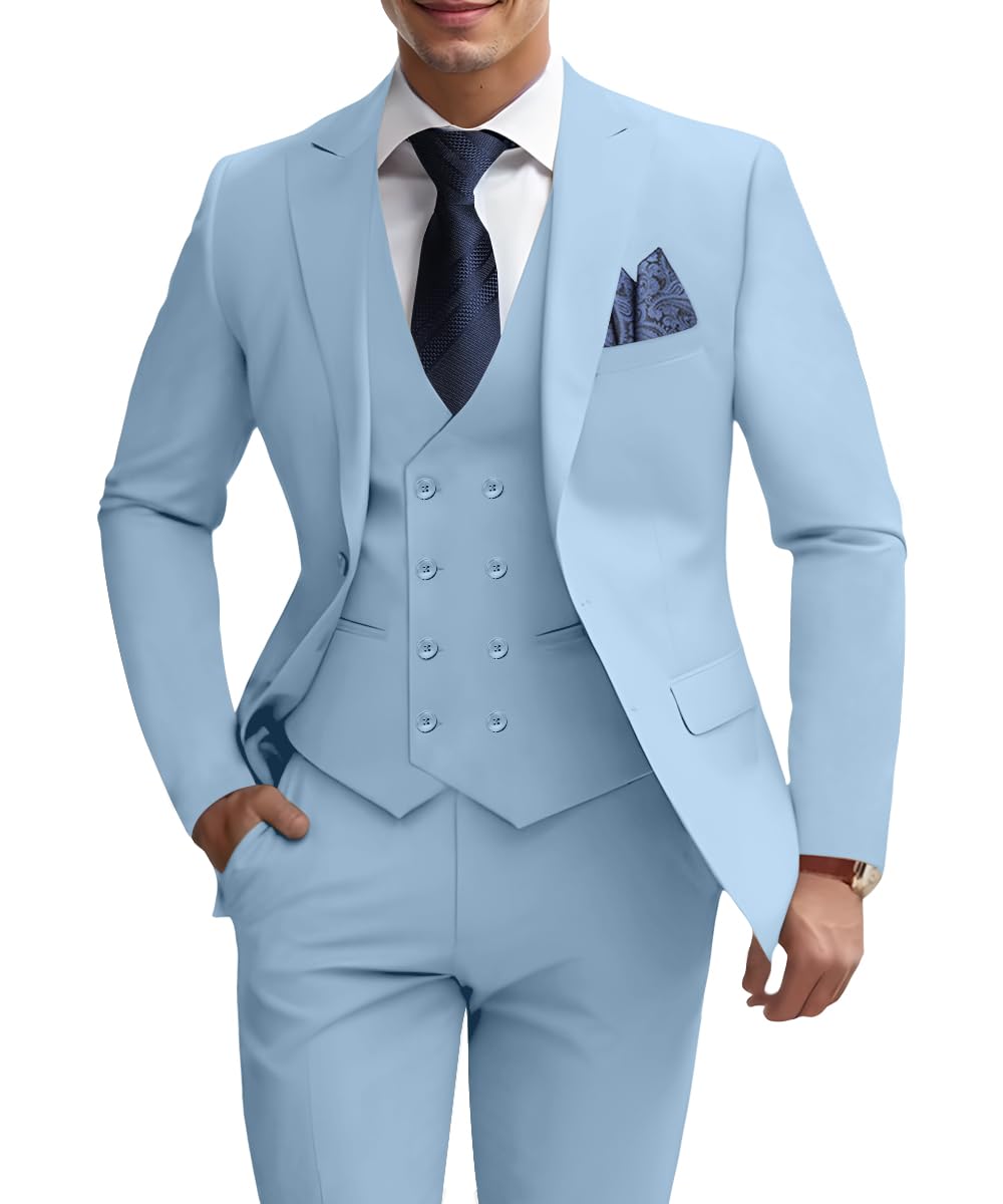 Men's 3 Pieces Suit Set Slim Fit Suits for Men Big