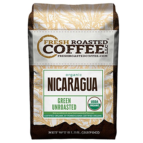 Green Unroasted Coffee, 5 Lb. Bag, Fresh Roasted Coffee LLC. (Organic Nicaragua)