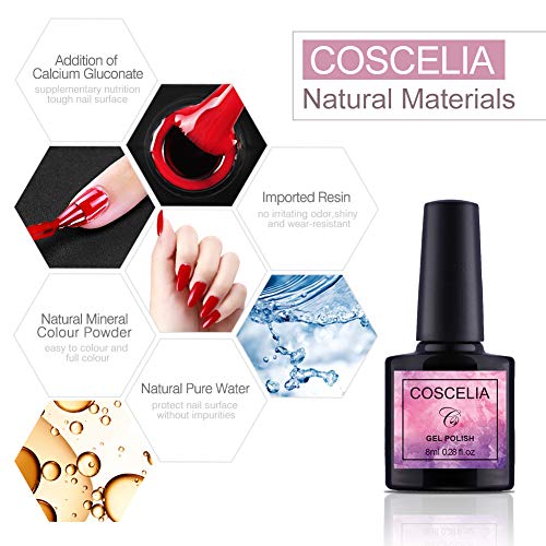 Fashion Zone 8 Colors Gel Nail Polish Starter Kit with 24W UV LED Nail Dry Lamp, Base Top Coat Home Manicure Tool Sets