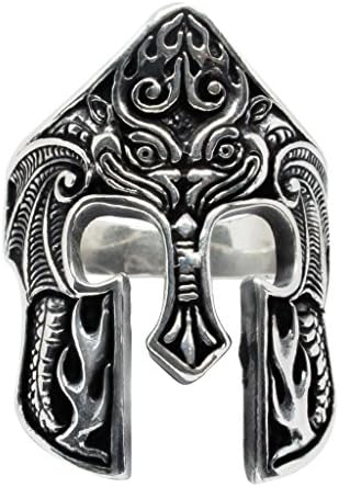 925 Sterling Silver Spartan Helmet Warrior 300 King Leonidas of Sparta Oxidized Rare Ring