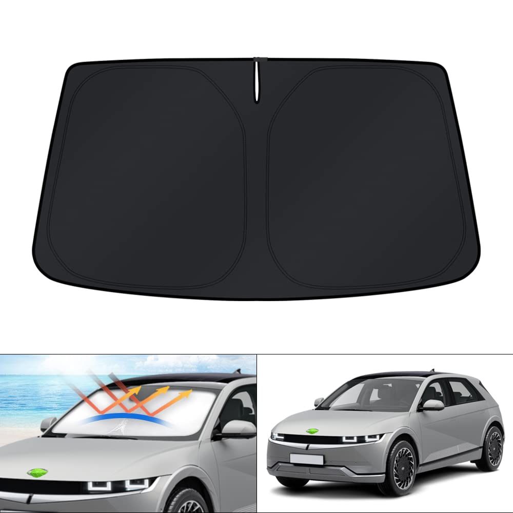 Photo 1 of KUST Windshield Sun Shade for Hyundai Ioniq 5 Accessories 2022-2025 2026 34.5‘’x58.5‘’ Sunshade Window Sun Visor Protector Foldable Blocks UV Rays Keep Car Cooler