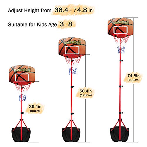 SUPER JOY Kids Basketball Hoop for Toddlers Adjustable Height 2.86.2
