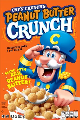 CAP’N CRUNCH BREAKFAST CEREAL, PEANUT BUTTER CRUNCH, 11.4OZ BOX