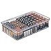 mDesign Plastic Stackable Divided Battery Storage Organizer Box Bin with Hinged Lid for AA, AAA, C, 9 Volt Sizes - Great Storage for Kitchens, Home Offices, and Utility Rooms - 5 Compartments - Clear