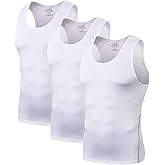 Audoc Compression Shirt Men 3 Pack Black Cool Dry Football Tank Top Athletic Compression Sleeveless T Shirts
