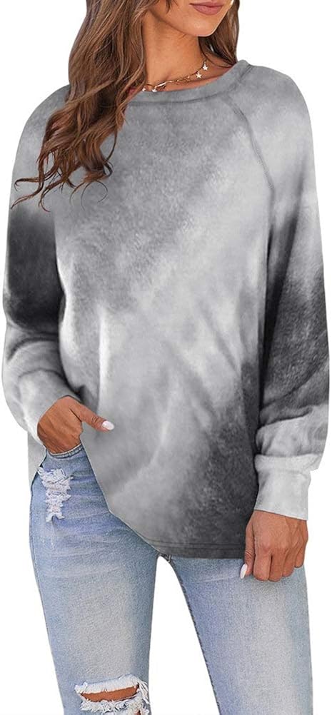 PINUPART Women's Color Block Long Sleeve Sweatshirt Cotton Jersey Tunic Tops