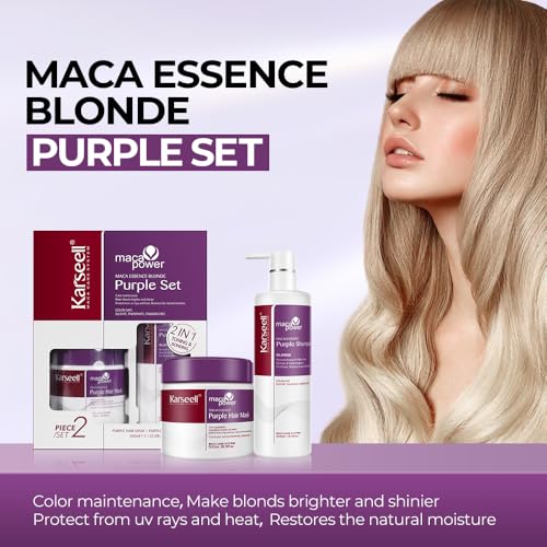 Karseell Purple Hair Mask and Purple Shampoo Set, Neutralizes Brass & Yellow Tones for Blonde, Gray, Silver Color Treated Hair, 2 x 16.9floz