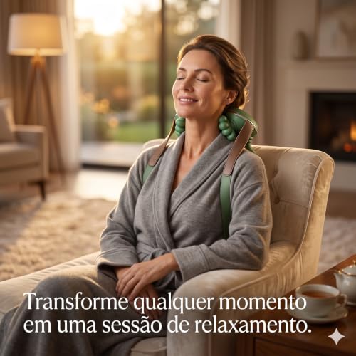 Massageador Cervical e Corporal "Mãozinha" com Aquecimento, 3 Intensidades, Sem Fio, Recarregável USB-C, Alívio e Relaxamento
