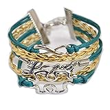 ACUNION Handmade Puzzle Piece JigSaw Puzzle Infinity Leather Bracelet for Women Girl (Green+Gold)