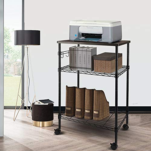 alvorog 3-Tier Rolling Kitchen Cart, Microwave Storage Rack Utility Service Cart with Adjustable Mesh Shelves Bakers Rack for Living Room, Bedroom and Office - Thumbnail 6