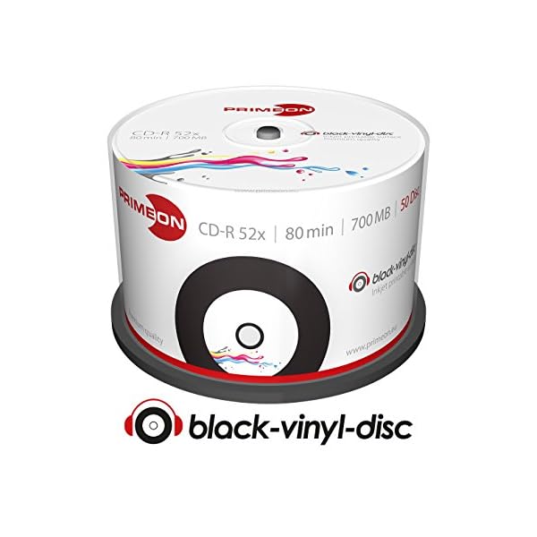 Primeon 2761107 CD-R 80 Rohling 700 MB 50 St. Spindel Vinyl, Bedruckbar