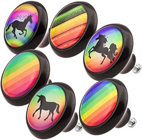 Furniture Door Knobs Mixed Set 0690 6 pcs Unicorn Black modern domed shaped surface in shiny glass optics 45mm Cabinet Drawer Pull Handle Ceramic Porcelain Vintage Cupboard Decor Kitchen Home Decor Knob