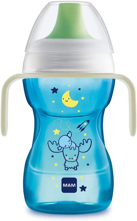 MAM Fun to Drink Cup & Glow Handles, Baby Bottle with Handles, Spill