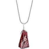 Graduation Gifts Garnet Jewelry Birthstone Necklace For Her Rough Crystal Gemstone Dainty Women Natural Raw Mozambique Pendant Necklace, Chakra Healing Crystals Silver Plated Chain 18 inch